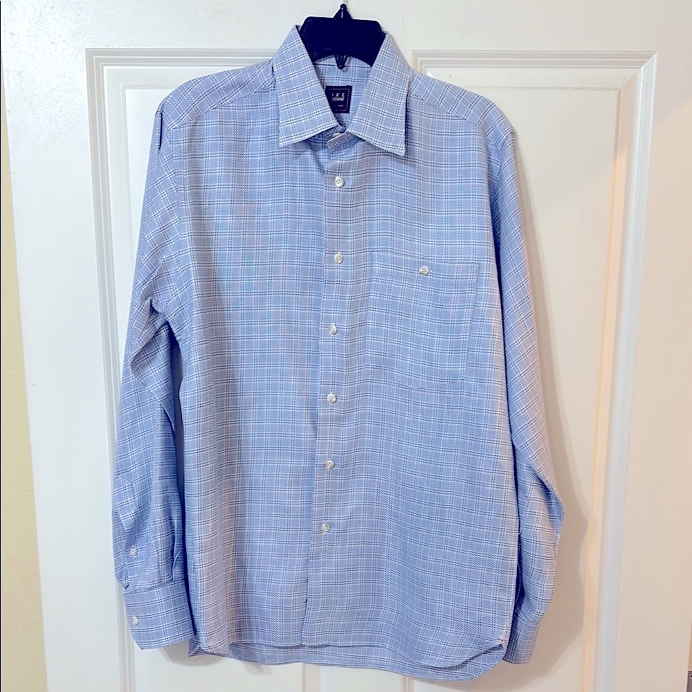 I K E BEHAR Men's Blue Checkered Shirt‎